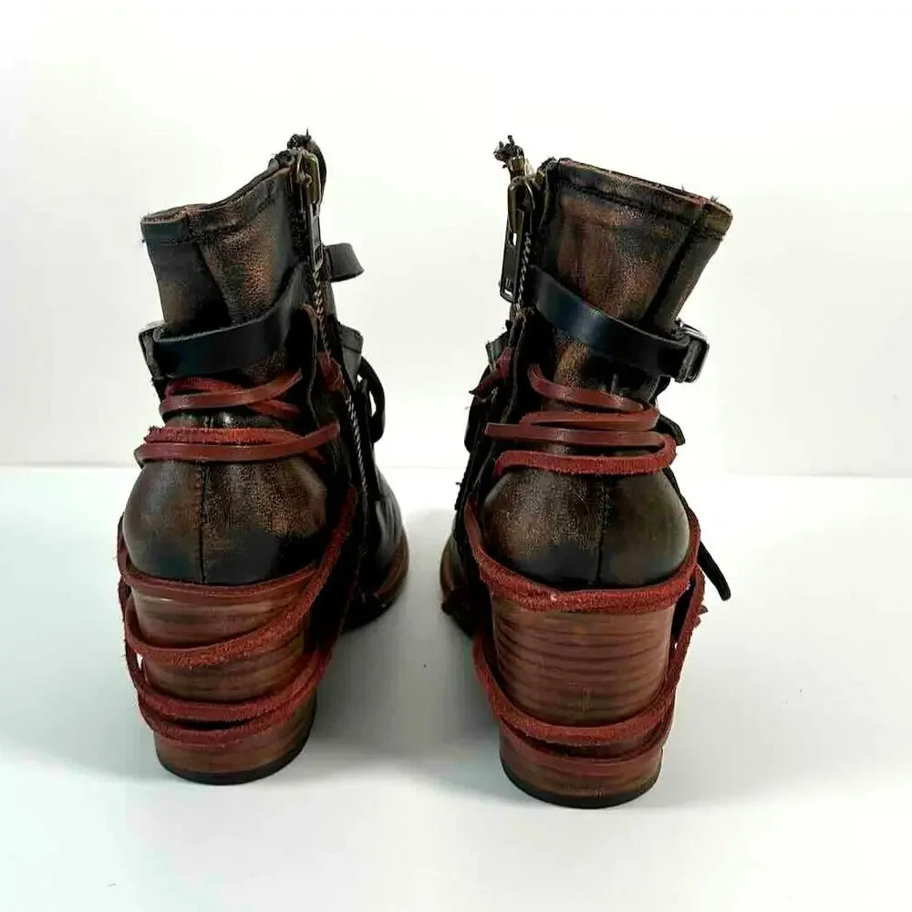 Freebird by Steven Crue Black Leather Backlace Bootie - Size 10